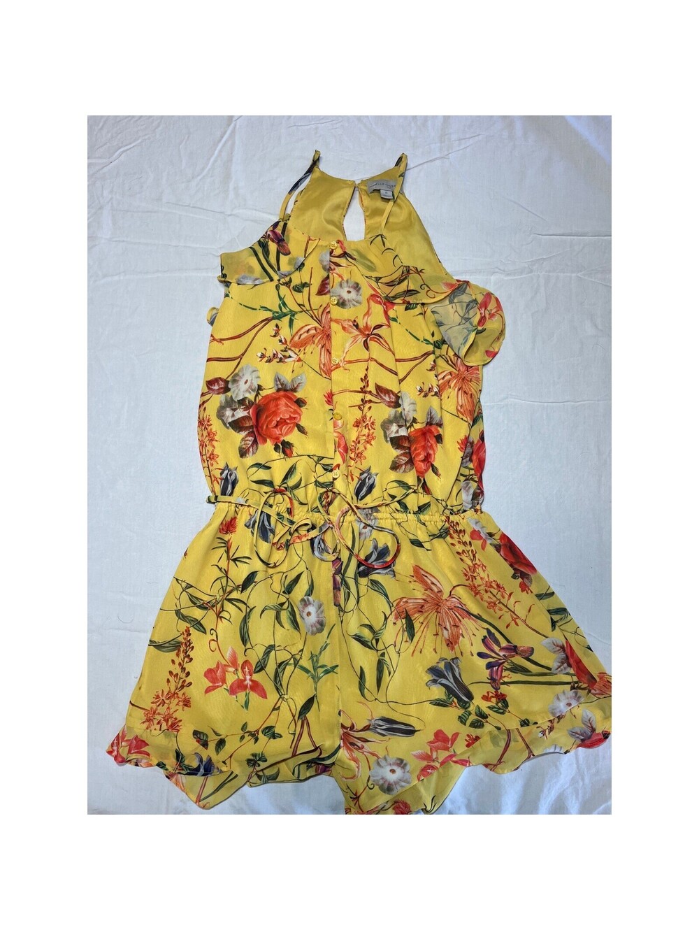 Belle & Sky Romper Women's Yellow Floral Small Strapless Shorts Havana Dream - Picture 1 of 5